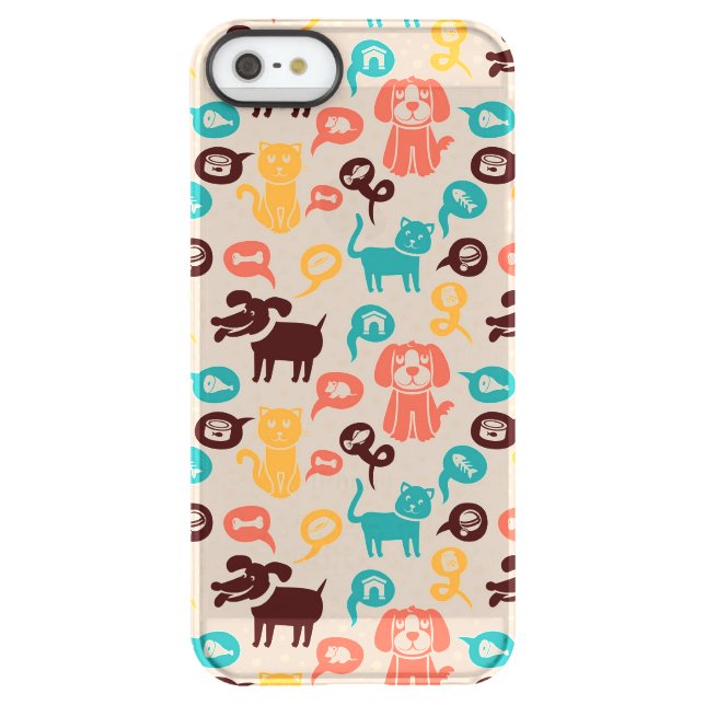 Pattern With Funny Cats And Dogs Uncommon iPhone Case (Back)