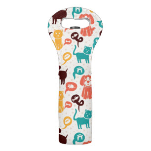 Pattern With Funny Cats And Dogs Wine Bag