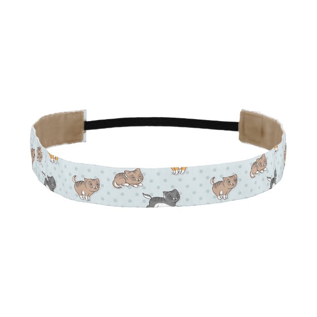 pattern with funny cats athletic headband (Front)
