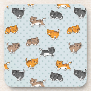 pattern with funny cats beverage coaster