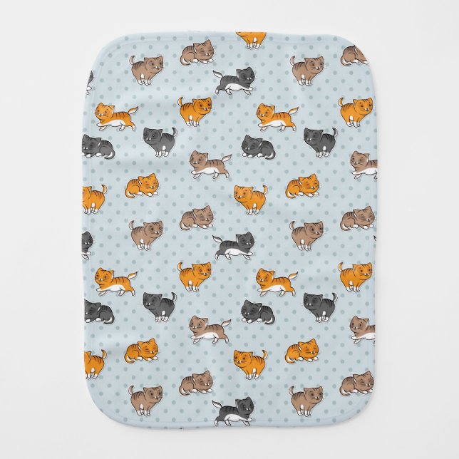 pattern with funny cats burp cloth (Front)
