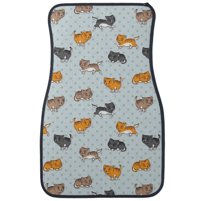 pattern with funny cats car mat (Front)