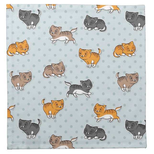 pattern with funny cats cloth napkin (Front)