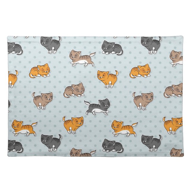 pattern with funny cats cloth placemat (Front)