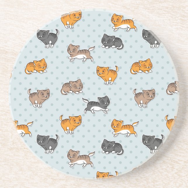 pattern with funny cats coaster (Front)