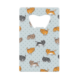 pattern with funny cats credit card bottle opener