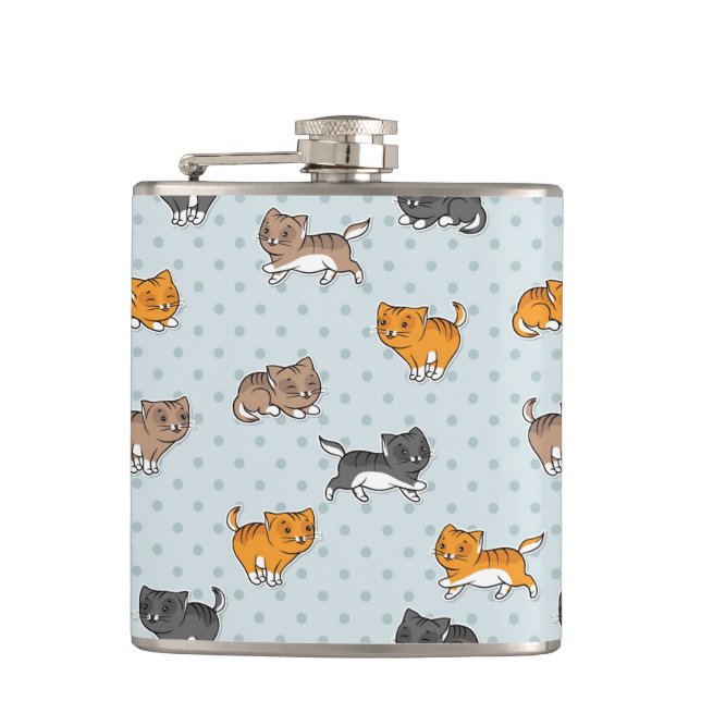 pattern with funny cats flask (Front)