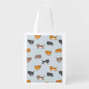 pattern with funny cats grocery bag