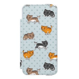 pattern with funny cats wallet case for iPhone SE/5/5s