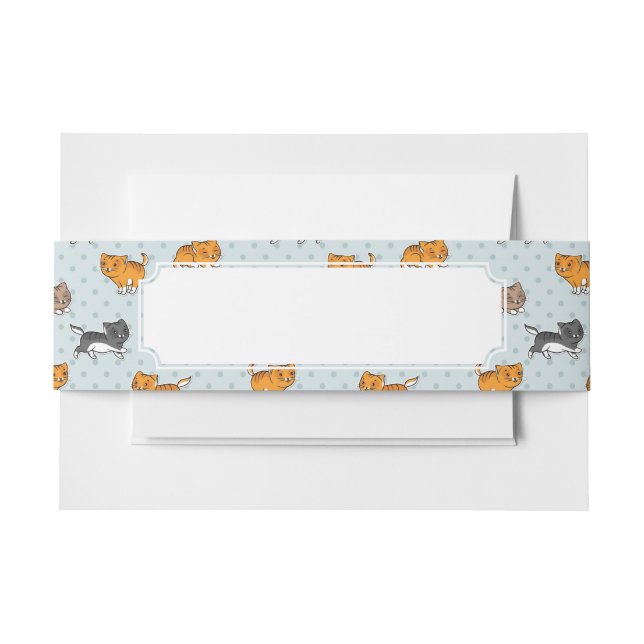 pattern with funny cats invitation belly band (Front Example)