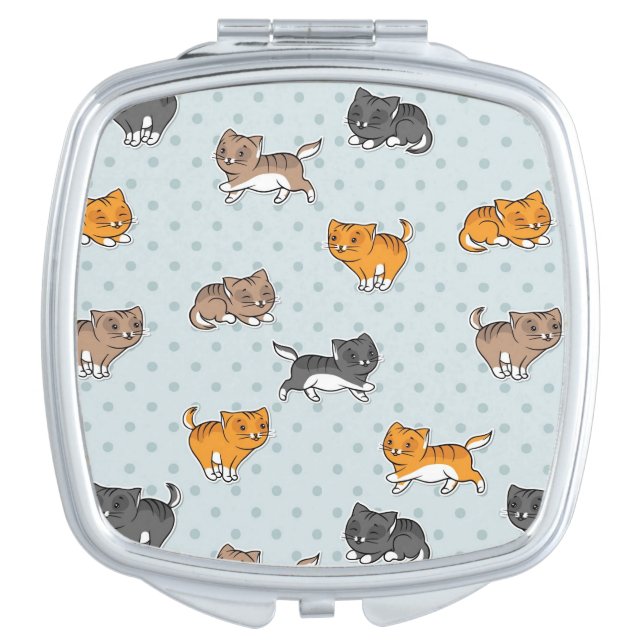 pattern with funny cats makeup mirror (Front)