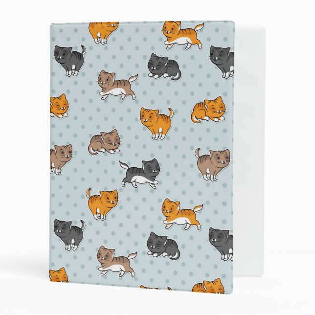 pattern with funny cats mini binder (Front/Inside)