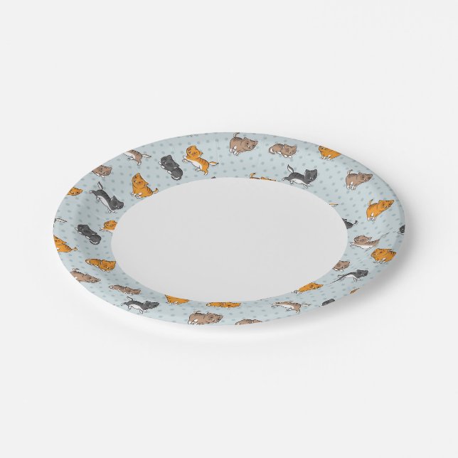 pattern with funny cats paper plates (Angled)