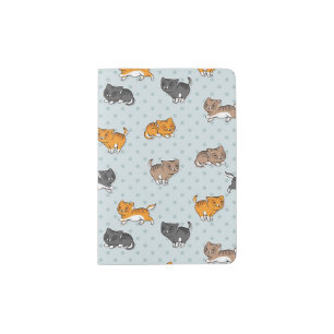 pattern with funny cats passport holder