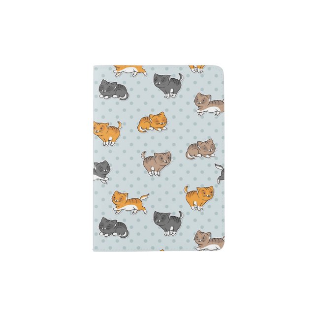 pattern with funny cats passport holder (Front)