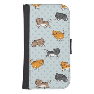 pattern with funny cats galaxy s4 wallet case