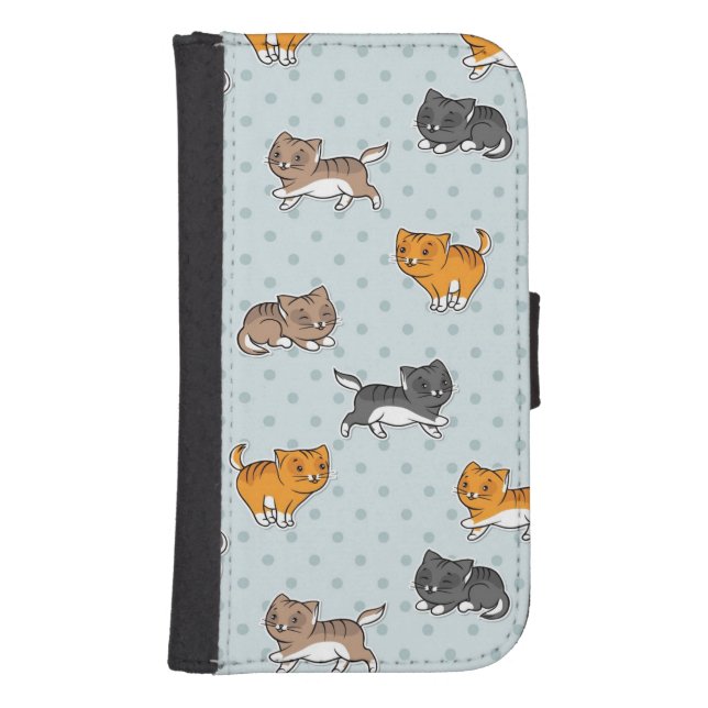 pattern with funny cats samsung galaxy wallet case (Front)