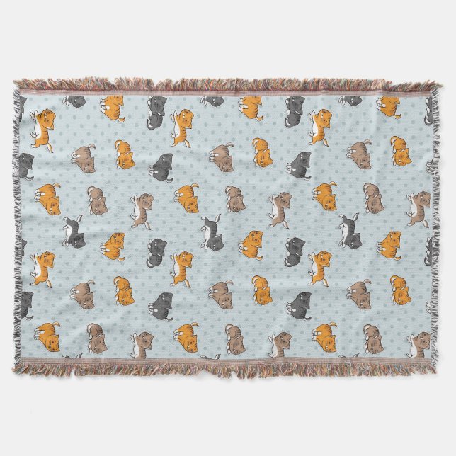 pattern with funny cats throw blanket (Front)