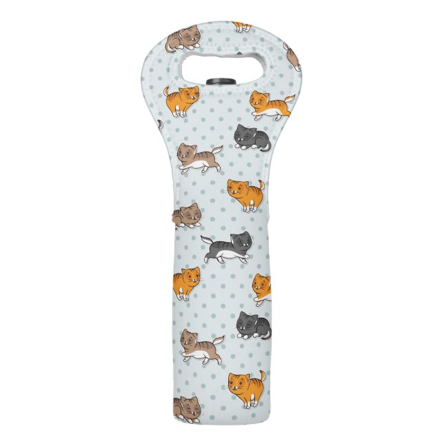 pattern with funny cats wine bag (Front)