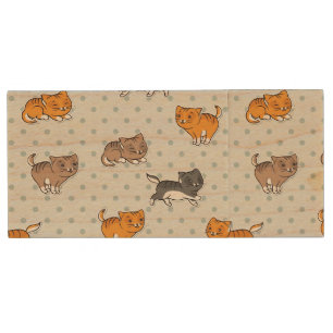 pattern with funny cats wood USB flash drive