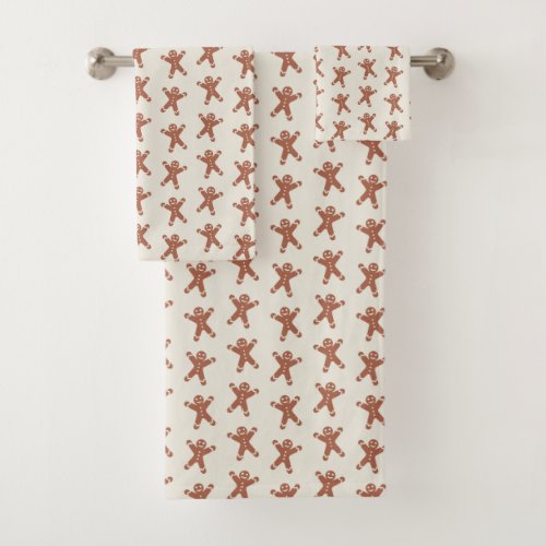 Pattern With Gingerbread Man Bath Towel Set