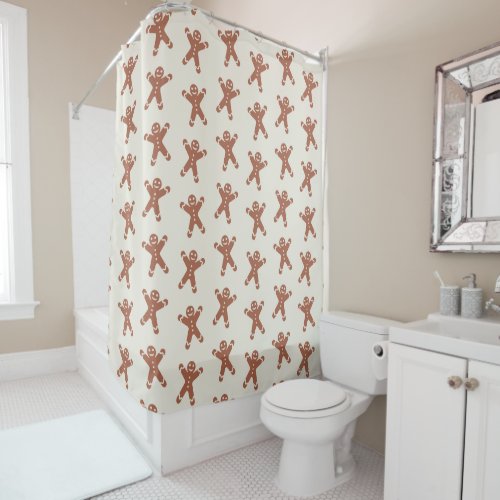 Pattern With Gingerbread Man Shower Curtain