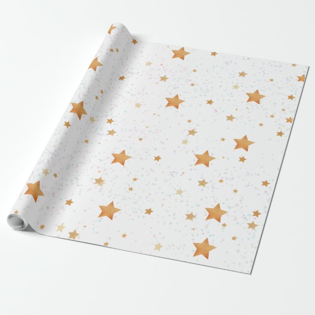 pattern with golden stars    wrapping paper (Unrolled)