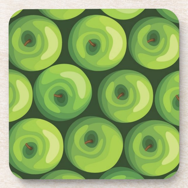 Pattern with Green Apples Coaster (Front)