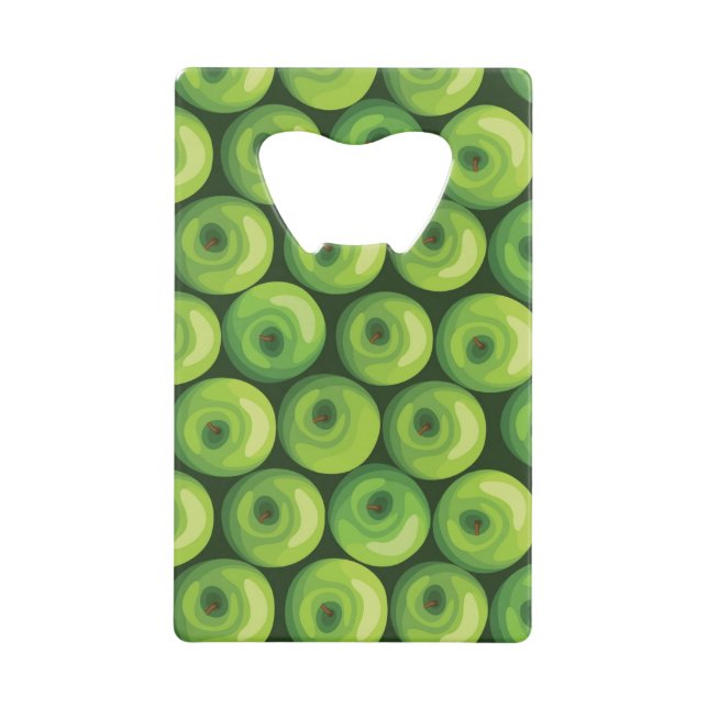 Pattern with Green Apples Credit Card Bottle Opener (Front)