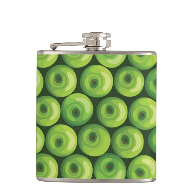 Pattern with Green Apples Flask (Front)