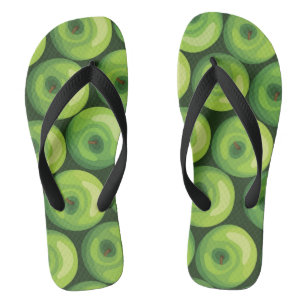 Pattern with Green Apples Flip Flops