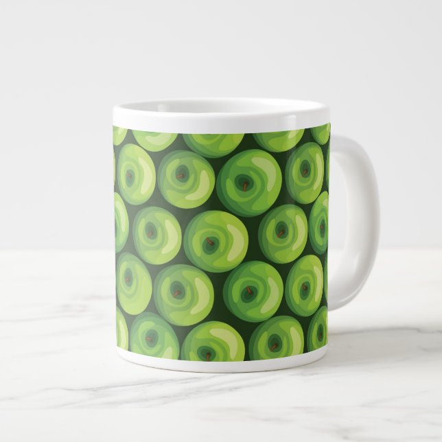 Pattern with Green Apples Giant Coffee Mug (Front Right)