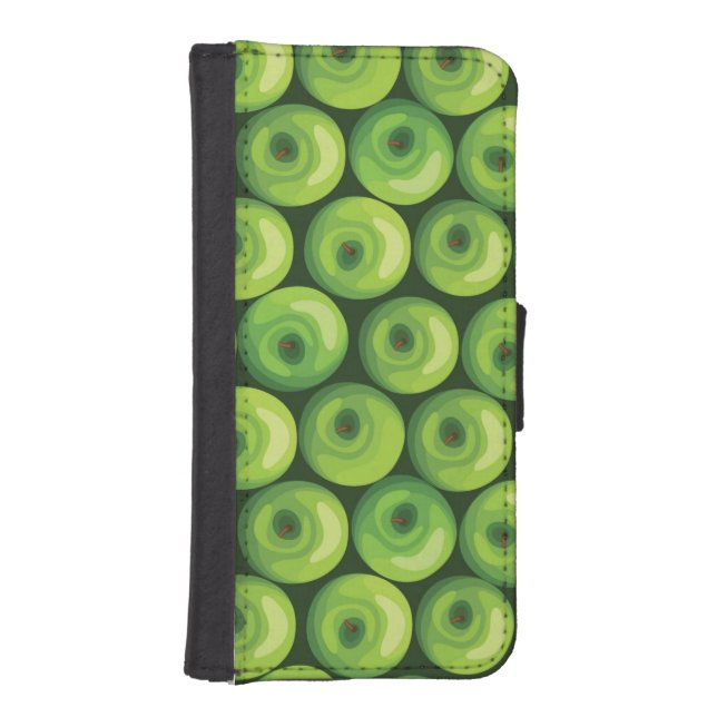 Pattern with Green Apples iPhone Wallet Case (Front)
