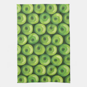 Pattern with Green Apples Kitchen Towel