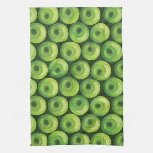 Pattern with Green Apples Kitchen Towel