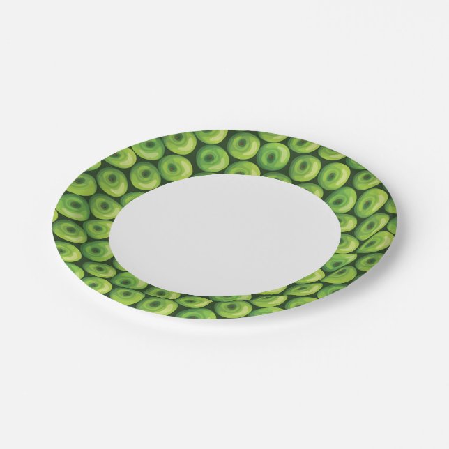 Pattern with Green Apples Paper Plates (Angled)