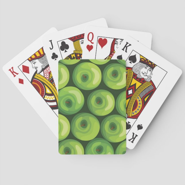 Pattern with Green Apples Poker Cards (Back)