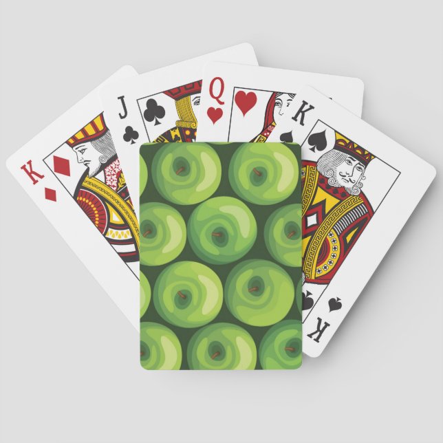 Pattern with Green Apples Poker Cards (Back)