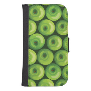 Pattern with Green Apples Wallet Phone Case For Samsung Galaxy S4