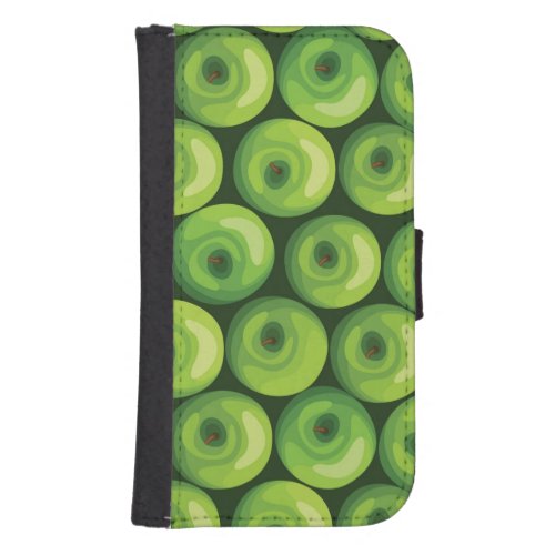 Pattern with Green Apples Wallet Phone Case For Samsung Galaxy S4
