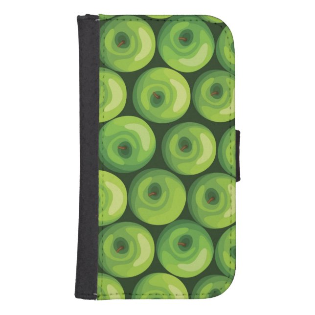 Pattern with Green Apples Samsung Galaxy Wallet Case (Front)