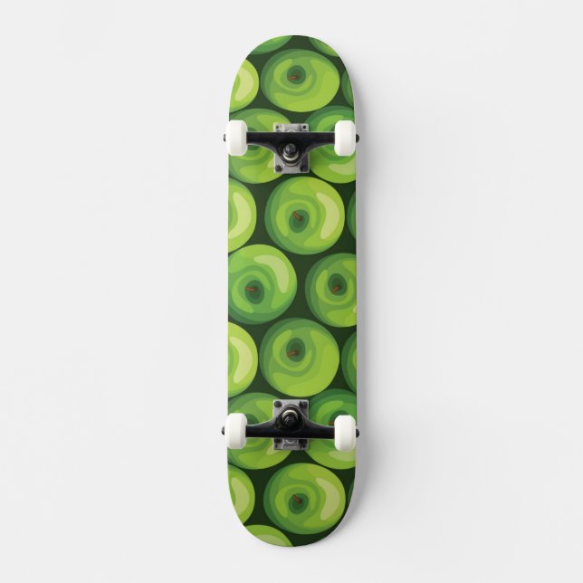 Pattern with Green Apples Skateboard Deck (Front)