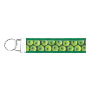 Pattern with Green Apples Wrist Keychain