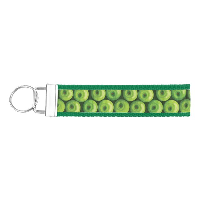 Pattern with Green Apples Wrist Keychain (Keys on Left)