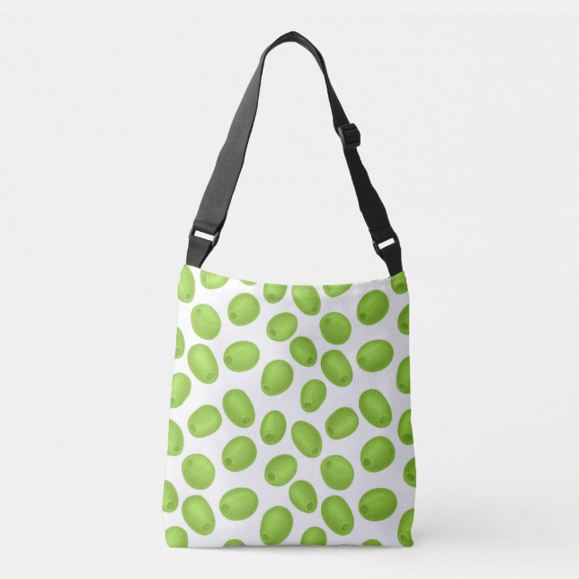 Pattern with  green olives crossbody bag (Front)