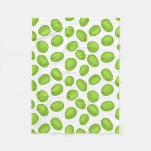 Pattern with  green olives fleece blanket