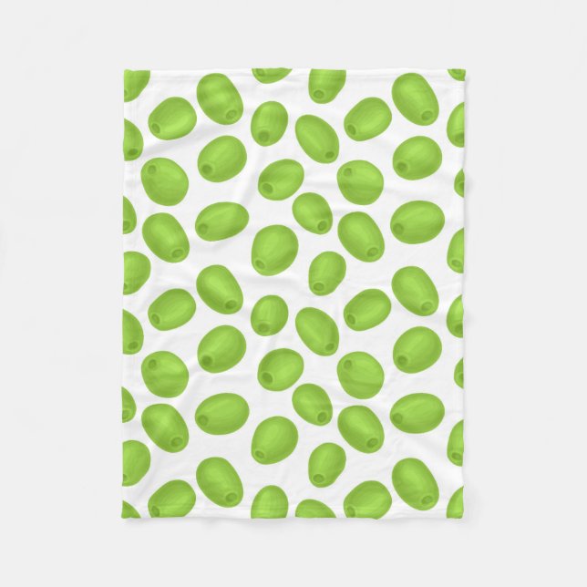 Pattern with  green olives fleece blanket (Front)