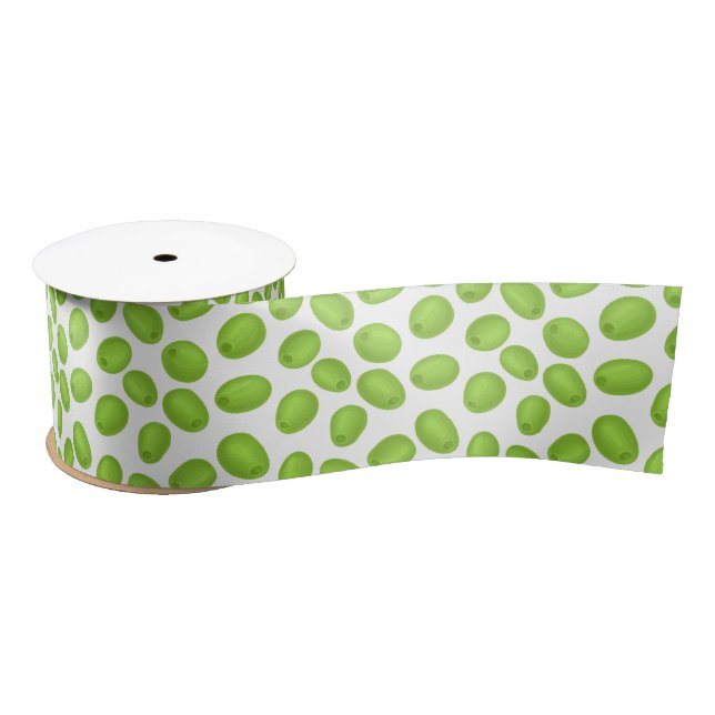 Pattern with  green olives satin ribbon (Spool)