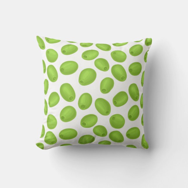 Pattern with  green olives throw pillow (Front)