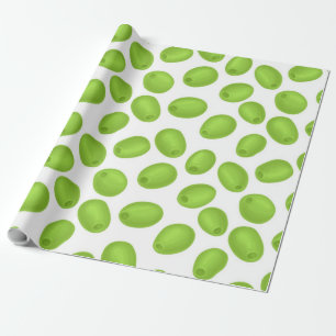 Pattern with  green olives wrapping paper